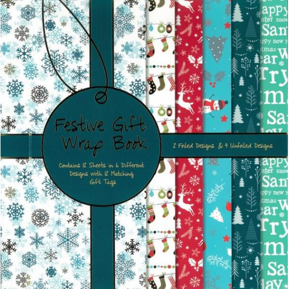 Festive Gift Wrap Book (Contains 12 Sheets in 6 Different Designs with 12 Matching Gift Tags)